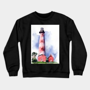 Assateague Lighthouse Watercolor Painting Crewneck Sweatshirt